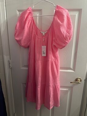 Lilly Pulitzer Zemini Pink Puff Sleeve Dress/ Coverup